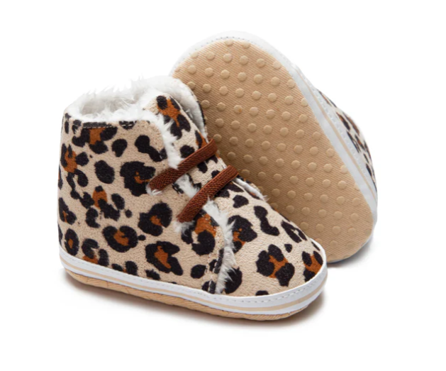 Leopard Print Infant Booties