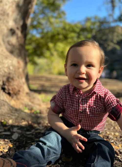 Jasper Micro Plaid Woven Onesie - Red