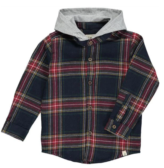 Dyer Hooded Shirt - Blue Plaid