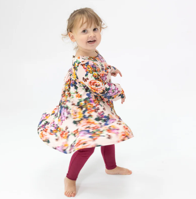 Smocked Ruffle Tiered Dress & Rib Legging - Autumn Rose