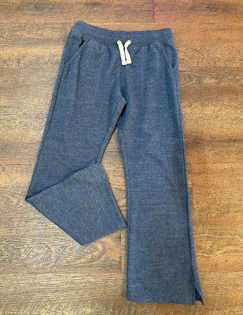 Zach Wide Leg Terry Pant- Navy