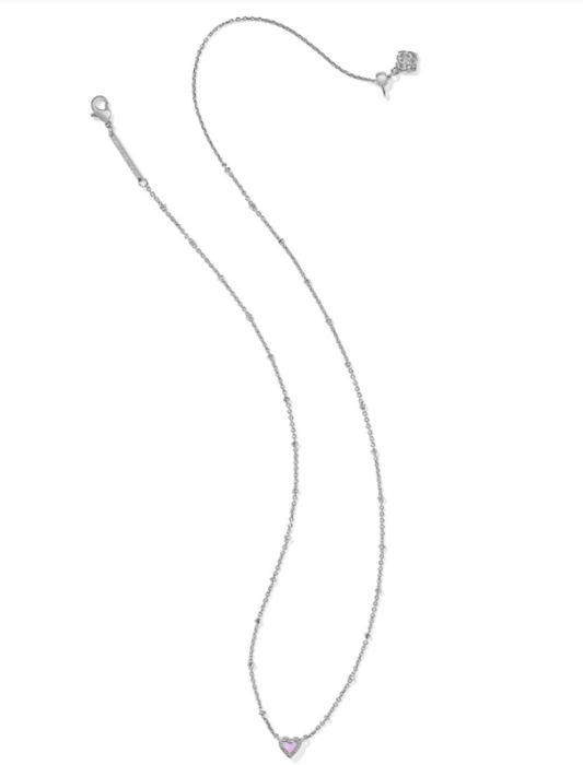 MINI ARI HRT STLT NCK RHOD BUBBLEGUM PINK OPAL