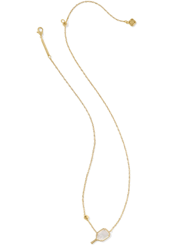 PICKLEBALL SHORT PENDANT NECKLACE GOLD IVORY MOTHER OF PEARL