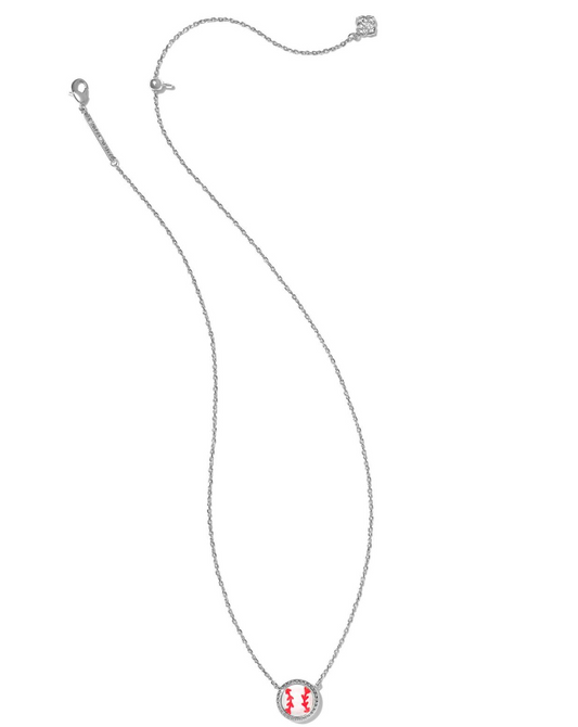 BASEBALL SHORT PENDANT NECKLACE SILVER IVORY MOTHER OF PEARL