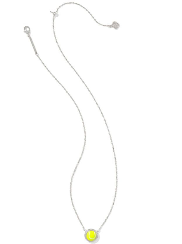 TENNIS SHORT PENDANT NECKLACE SILVER CHARTREUSE MAGNESITE