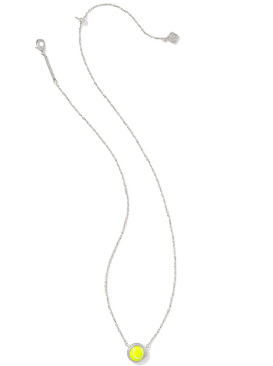 TENNIS SHORT PENDANT NECKLACE SILVER CHARTREUSE MAGNESITE