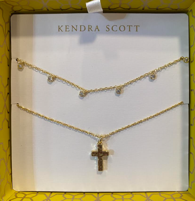 AMELIA CROSS NCK GFT SET GOLD WHITE CRYSTAL