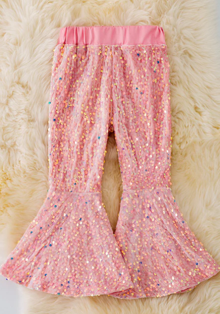 Shine Bright Sequin Bell Pant - Blush