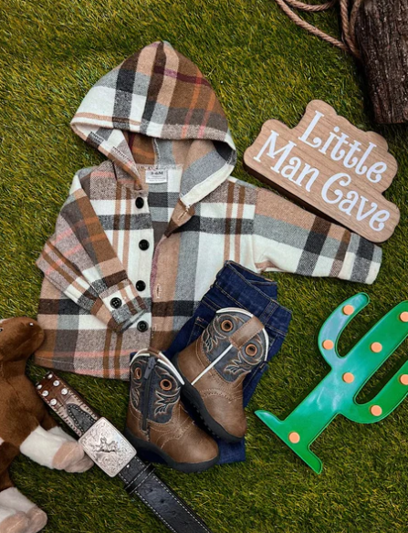 Livingston Shacket- Brown Plaid