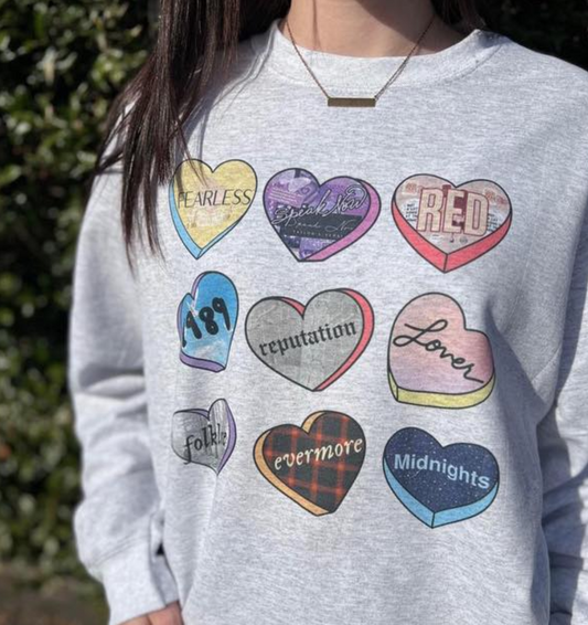 T. Swift Hearts Sweatshirt- Grey
