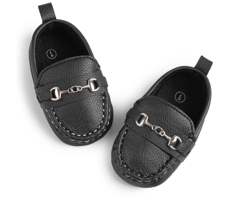 Pleather Baby Shoes- BLK