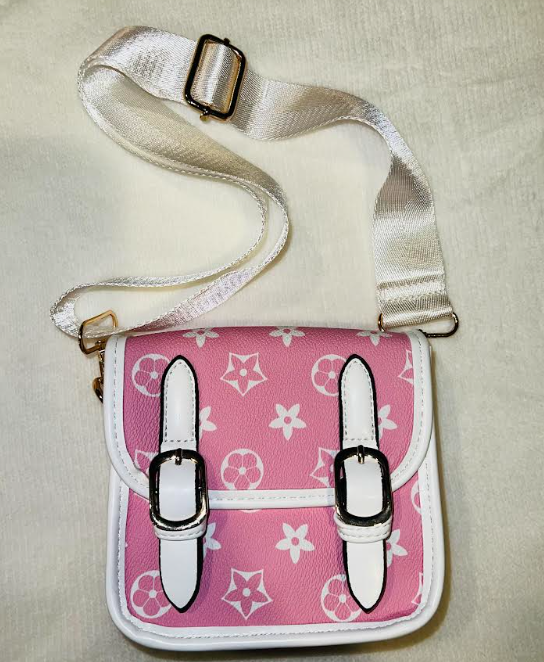 Dual Buckle Symbol Crossbody - Pink