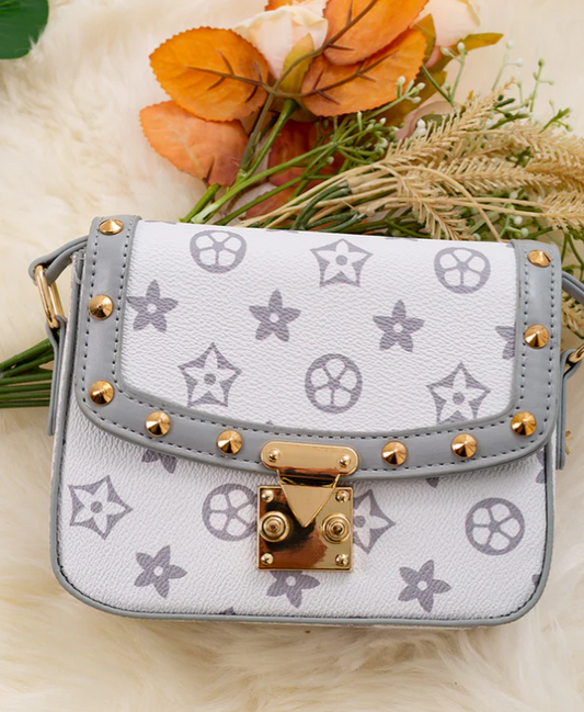 Studed Star Crossbody - Lt Grey/Wht