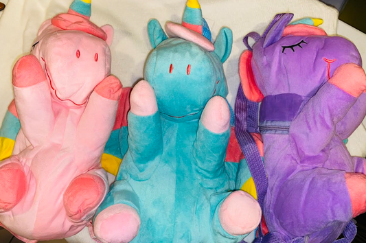 Unicorn Color Block Plush Backpack