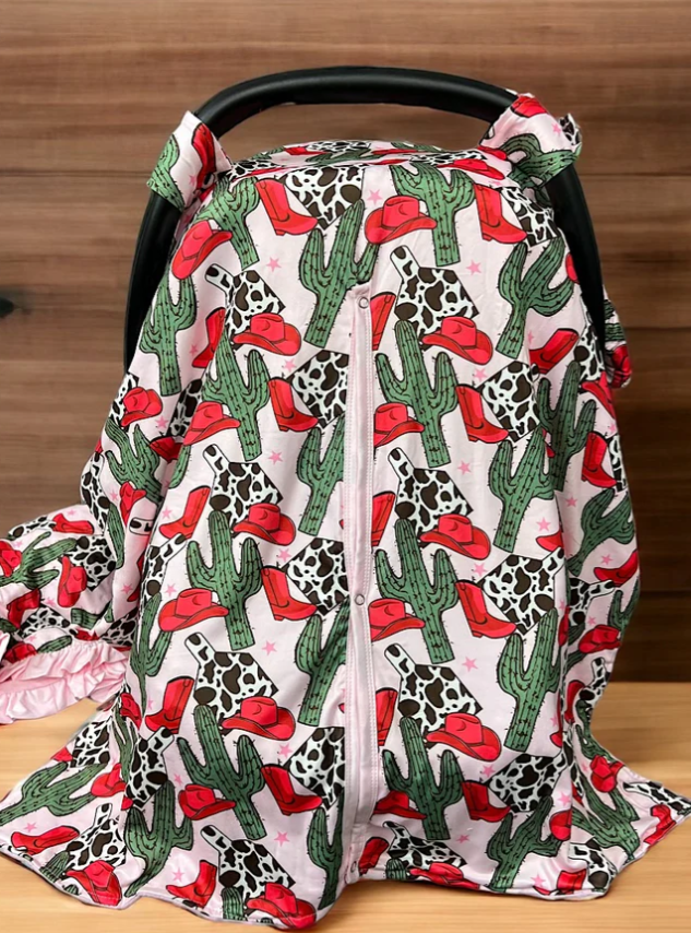 Red Cowgirl & Cactus Car Seat Cover