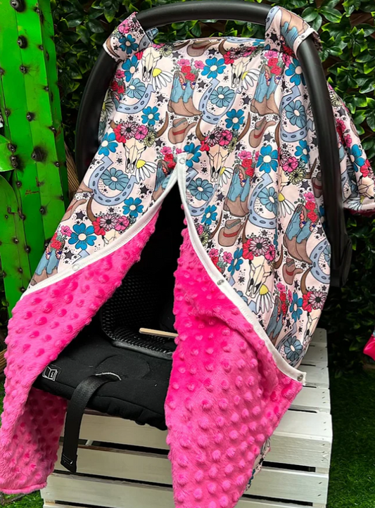 Flower Cow Skull Car Seat Cover