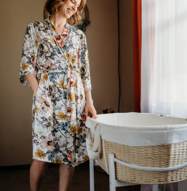 Floral Maternity Delivery Gown & Swaddle