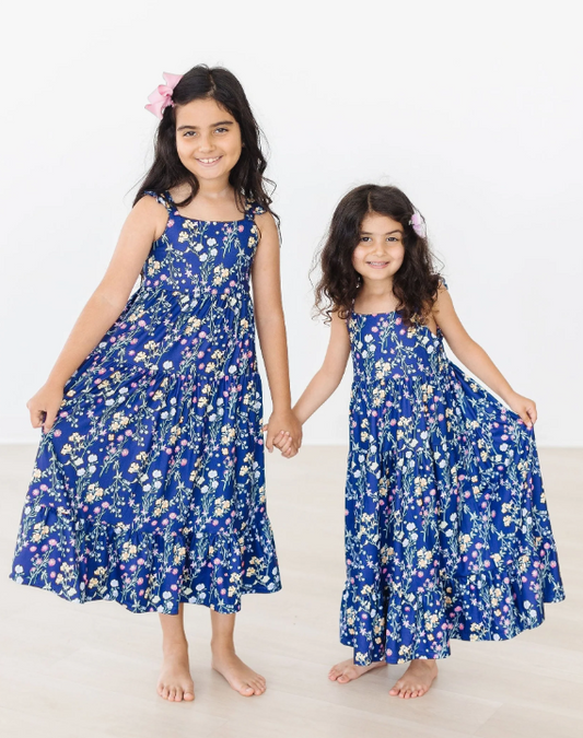 Leah Sunny Meadows Ruffle Maxi Dress- Blue