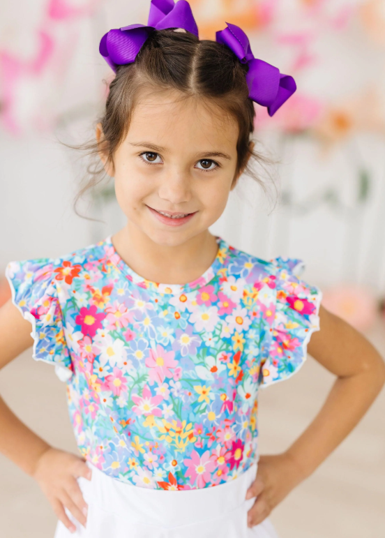 Maci Floral Ruffle Tee- Multi