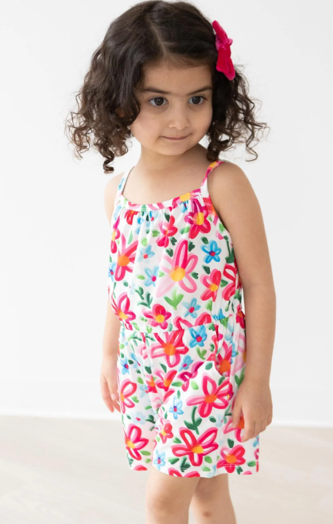 Katie Floral Romper- Neon