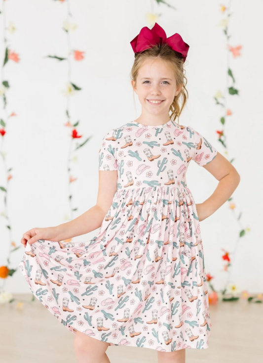 Cali Twirl Dress- Cactus Cowgirl