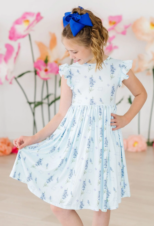 Allie Twirl Dress- TX Bluebonnets