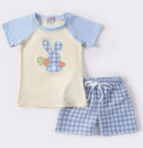 Luka Plaid Bunny Set- Blue