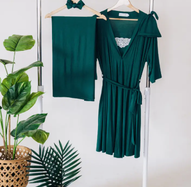 Emerald Green Maternity Delivery Gown Set