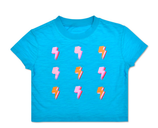 Lightning Boxy Tee- Blue