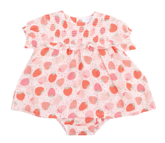 Strawberry Smocked Ruffle Bubble w/ Skirt