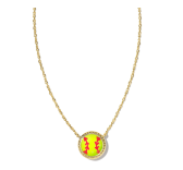 SOFTBALL SHORT PENDANT GOLD NECKLACE