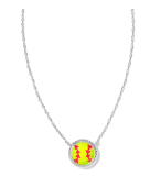 SOFTBALL SHORT PENDANT SILVER NECKLACE