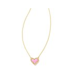 ARI HEAR PENDANT GOLD BUBBLEGUM PINK OPAL NECKLACE