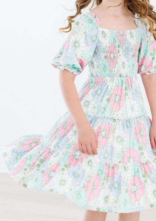 Minty Meadows Smocked Dress