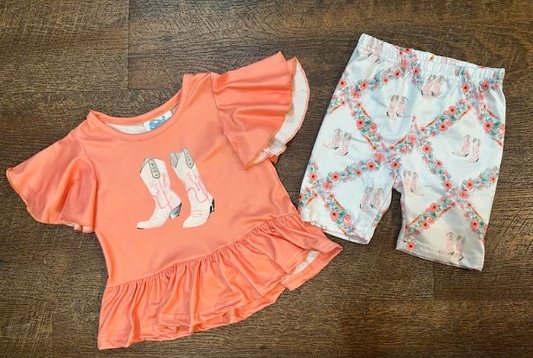 Floral Boot Set - Melon
