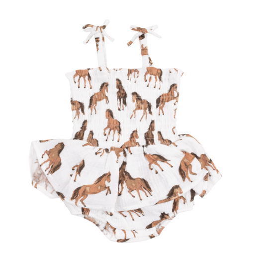 Horses Smocked Bubble Skirt