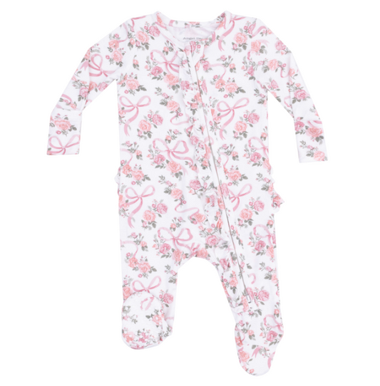 Ribbon & Flowers Zipper Footie