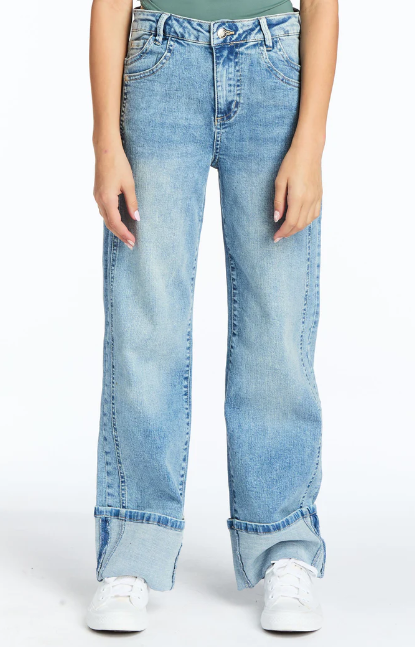 Ceci Two Tone Crop Jean- Indigo