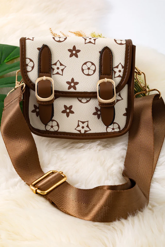 Dual Buckle Symbol Crossbody - Cream