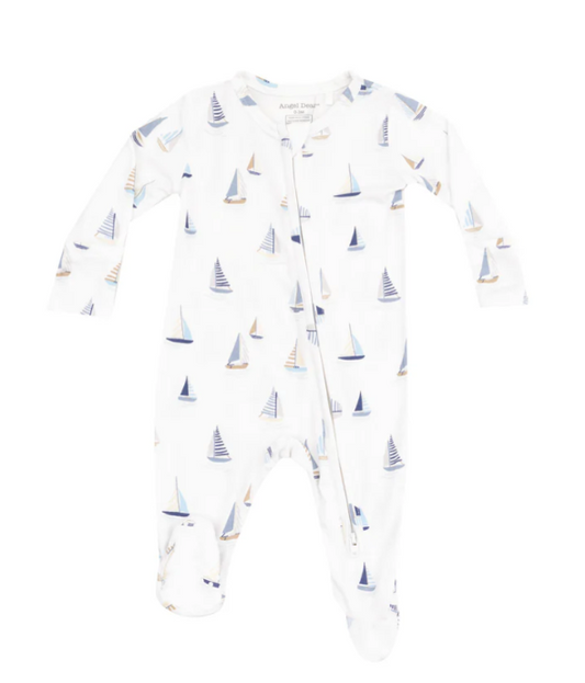 Sailboats Blue 2 Way Zipper Footie