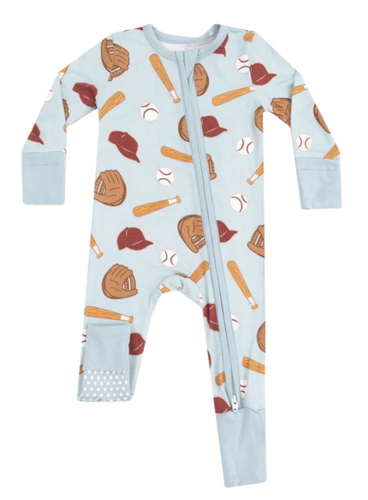 Baseball 2 Way Zipper Romper