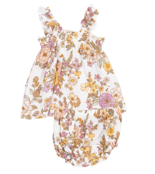 Anna May Floral Ruffle Strap Top and Bloomer
