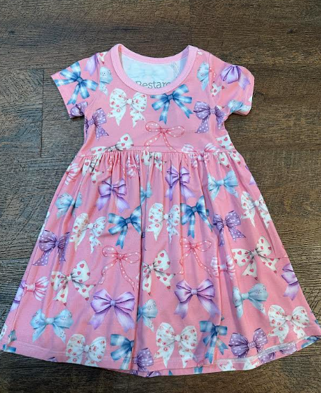 Bestie Bow Dress- Pink