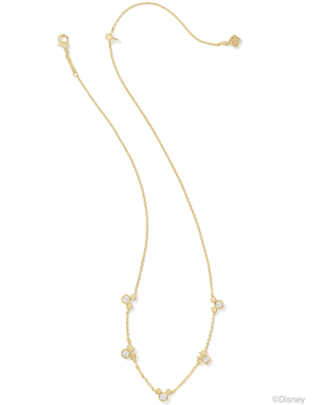 MICKEY MINNIE MOUSE STRAND NECKLACE GOLD WHITE CRYSTAL
