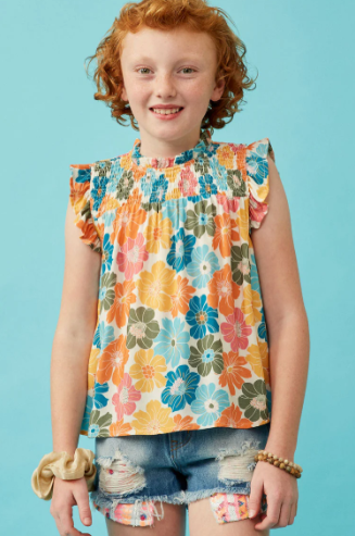Brampton Floral Smocked Tank- Pink