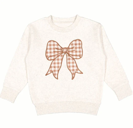 Girls Gingham Bow Patch Sweatshirt