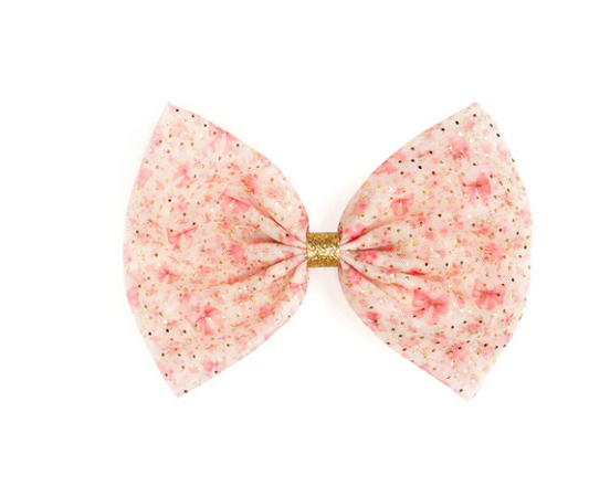 Ditsy Floral Tulle Bow Clip