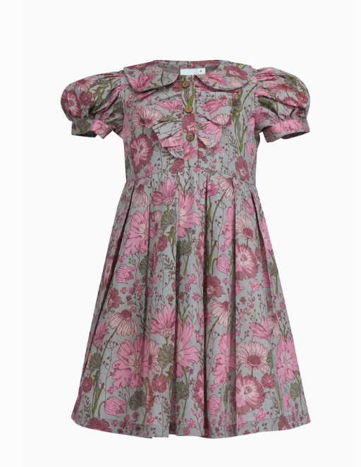Gulabo Floral Dress - Cement