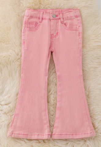 Jeanne Bootcut Denim Pants- LT Pink