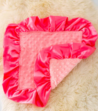 Baby Blanket w/ Ruffle Trim- Hot Pink